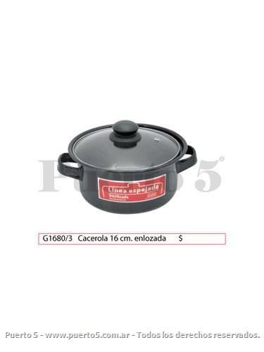 CACEROLA ENLOZ. TAPA VIDRIO 16 CM.